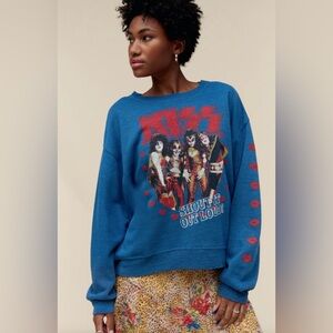 Daydreamer Kiss Band Concert Blue Sweatshirt with Ace Frehley Size Medium